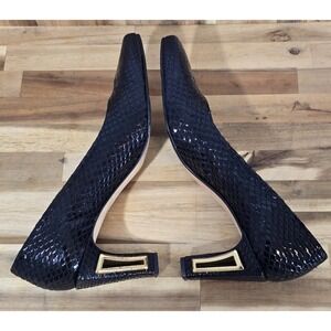 Timothy Hitsman Black Snake‎ Print Pumps Size 9N Gold Accent Designer Heels